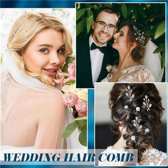 44 Pieces Wedding Hair Comb Faux Pearl Crystal Bride Hair Accessories Hair Side main image 4